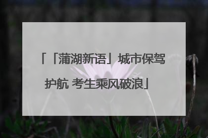 「蒲湖新语」城市保驾护航 考生乘风破浪