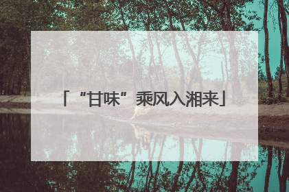 “甘味”乘风入湘来