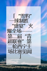 “雪豹”一球制胜 “盛宴”火爆全场——第二届“青超联赛”第二轮西宁主场比赛见闻