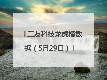 三友科技龙虎榜数据（5月29日）