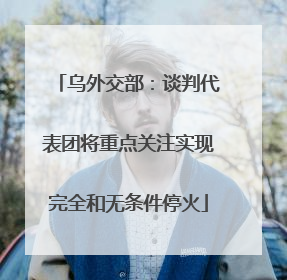 乌外交部：谈判代表团将重点关注实现完全和无条件停火