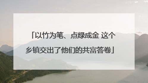 以竹为笔、点绿成金 这个乡镇交出了他们的共富答卷