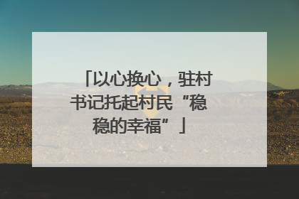 以心换心，驻村书记托起村民“稳稳的幸福”