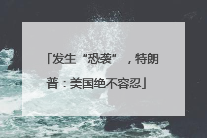 发生“恐袭”，特朗普：美国绝不容忍