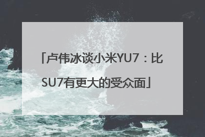 卢伟冰谈小米YU7：比SU7有更大的受众面