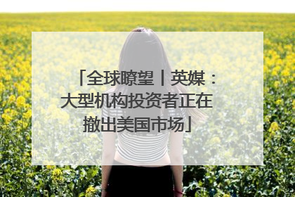 全球瞭望丨英媒：大型机构投资者正在撤出美国市场