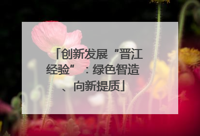 创新发展“晋江经验”：绿色智造、向新提质