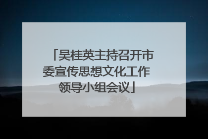 吴桂英主持召开市委宣传思想文化工作领导小组会议