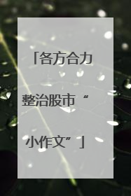 各方合力整治股市“小作文”