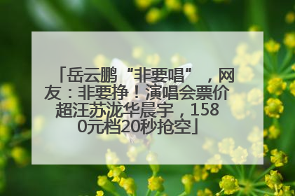 岳云鹏“非要唱”，网友：非要挣！演唱会票价超汪苏泷华晨宇，1580元档20秒抢空