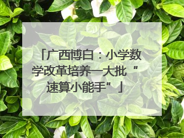 广西博白：小学数学改革培养一大批“速算小能手”