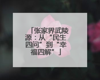 张家界武陵源：从“民生四问”到“幸福四解”