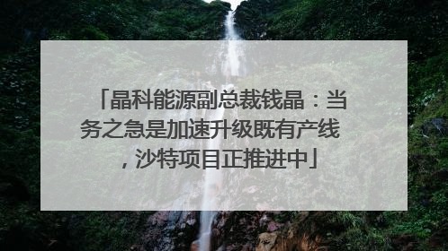 晶科能源副总裁钱晶：当务之急是加速升级既有产线，沙特项目正推进中