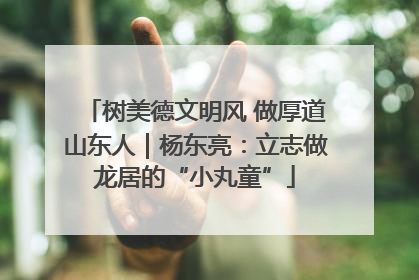 树美德文明风 做厚道山东人｜杨东亮：立志做龙居的“小丸童”