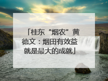 桂东“烟农”黄德文：烟田有效益就是最大的成就
