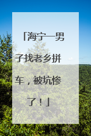 海宁一男子找老乡拼车，被坑惨了！