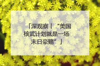 深观察丨“美国核武计划就是一场末日豪赌”