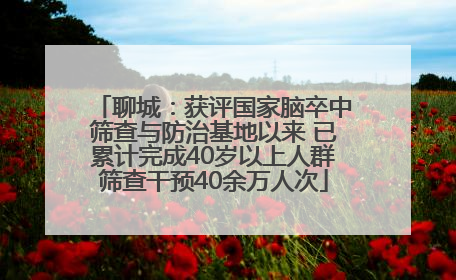 聊城：获评国家脑卒中筛查与防治基地以来 已累计完成40岁以上人群筛查干预40余万人次