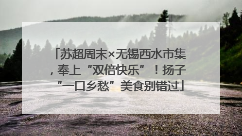 苏超周末×无锡西水市集，奉上“双倍快乐”！扬子“一口乡愁”美食别错过