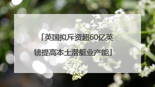 英国拟斥资超60亿英镑提高本土潜艇业产能