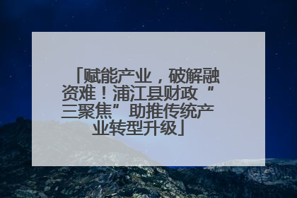赋能产业，破解融资难！浦江县财政“三聚焦”助推传统产业转型升级