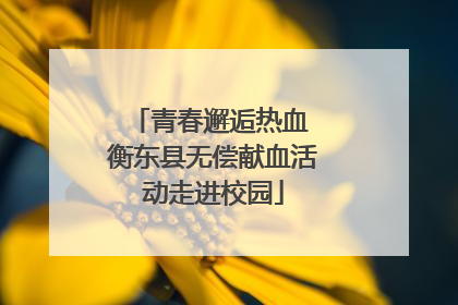 青春邂逅热血 衡东县无偿献血活动走进校园