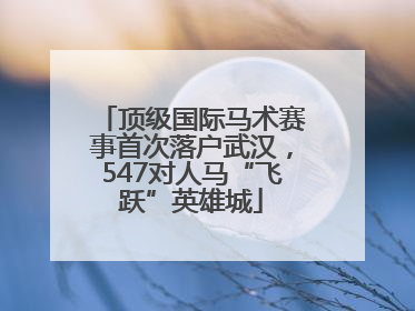 顶级国际马术赛事首次落户武汉，547对人马“飞跃”英雄城
