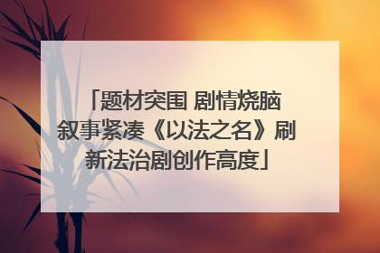 题材突围 剧情烧脑 叙事紧凑《以法之名》刷新法治剧创作高度