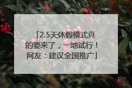 2.5天休假模式真的要来了，一地试行！网友：建议全国推广