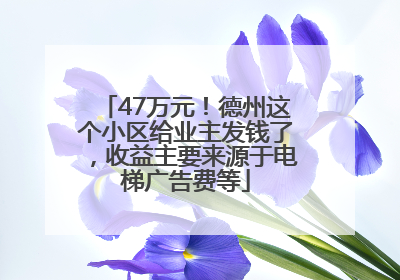 47万元！德州这个小区给业主发钱了，收益主要来源于电梯广告费等